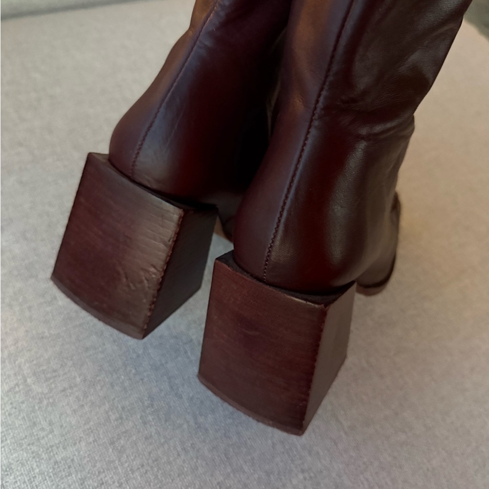 ASOS Burgundy Leather Ankle Boots - Picture 5 of 6
